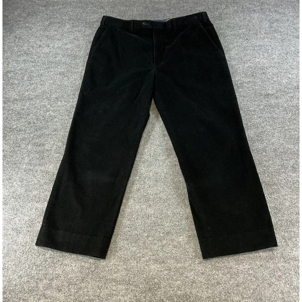 Lauren Ralph Lauren Corduroy Pants Mens 36x34 Black Classic Fit Dress Casual Ple